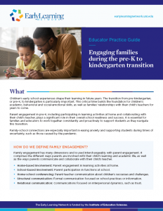 2020 Educator practice guide-Engaging families during the pre-K to kindergarten transition