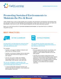 Promoting Sustained Environments to Maintain the Pre-K Boost