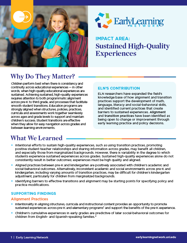 Impact Area Brief: Sustained High-Quality Experiences