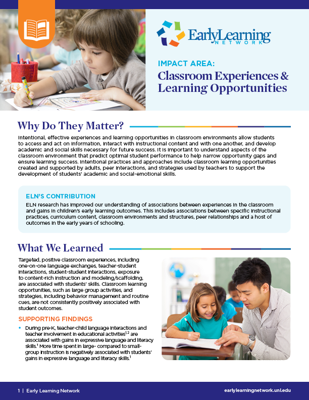 Impact Area Brief: Classroom Experiences and Learning Opportunities